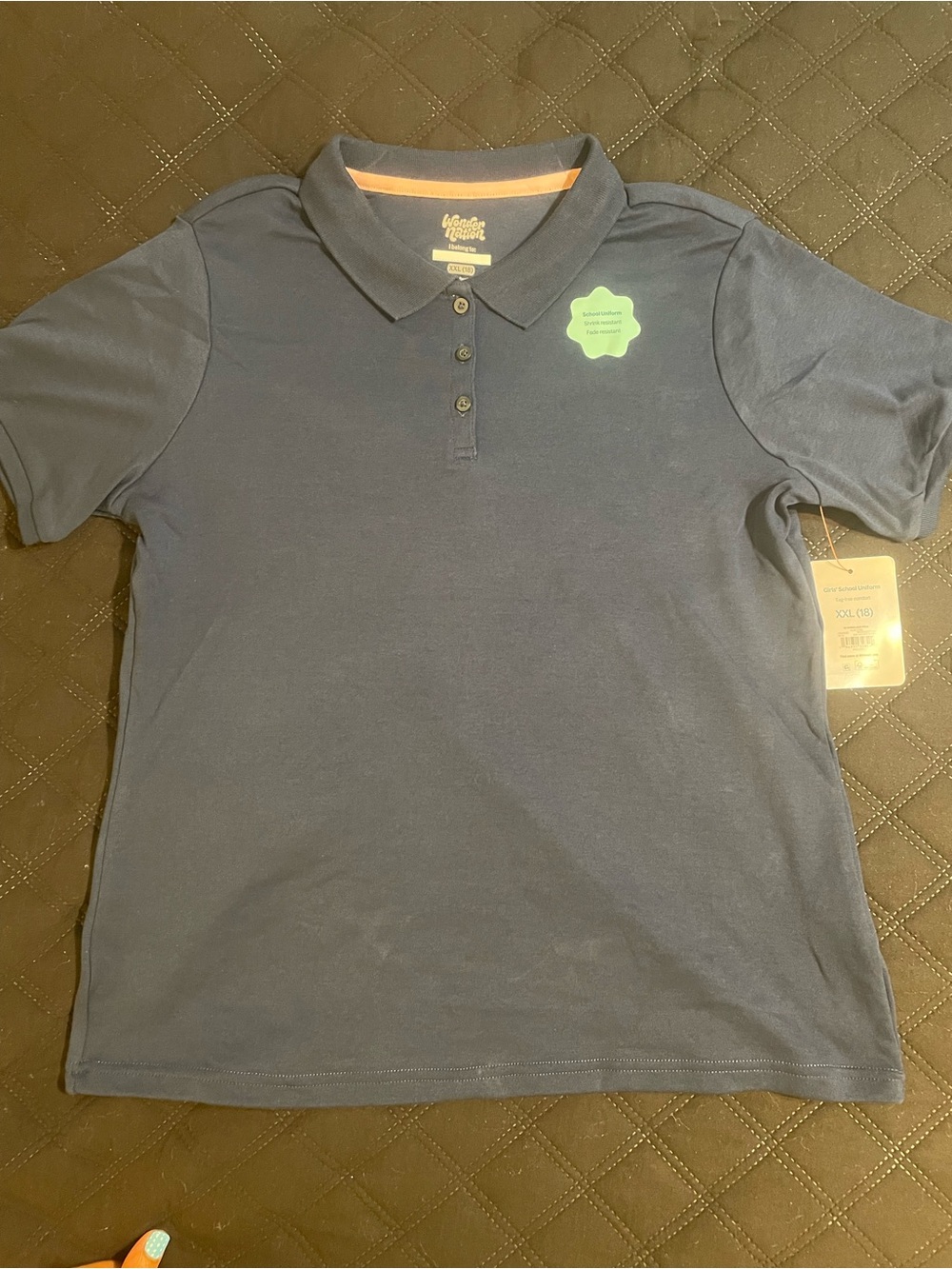 Girls Classic Navy Polo School Uniform Shirt - Wonder Nation